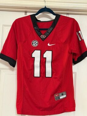 Nike Red and Black Football Jersey with White Numbers (#11)